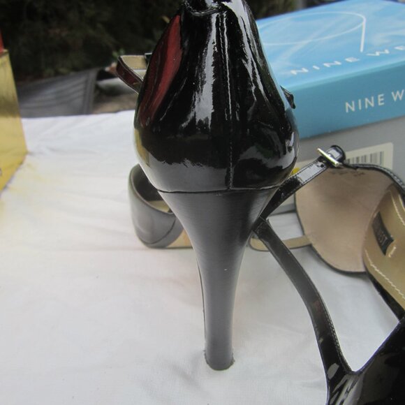 NINE WEST CLASSY "NWROISE90" BLACK PATENT DRESS HEEL 9.5M - Picture 7 of 7
